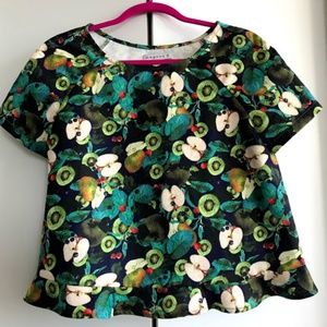 Short Sleeved Fruit Printed Top